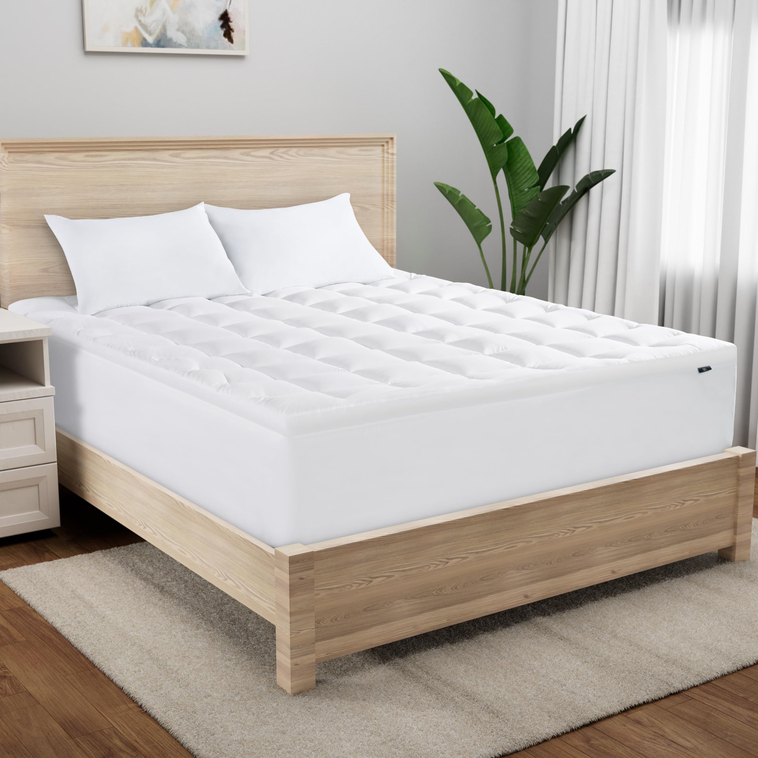 Serta Memory Flex Soft King Mattress Topper, 2' Pillow Top Mattress Pad, Cushioning Stain Resistant Mattress Protector With 15'